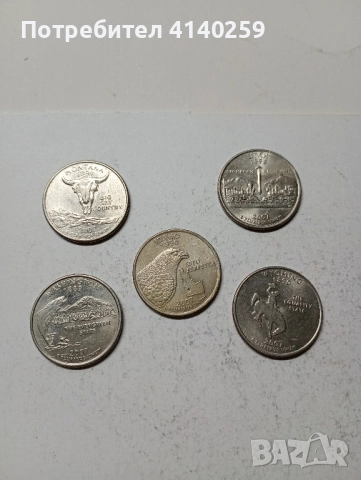 САЩ МОНЕТИ 1/4 куортър Долар 2007 г 