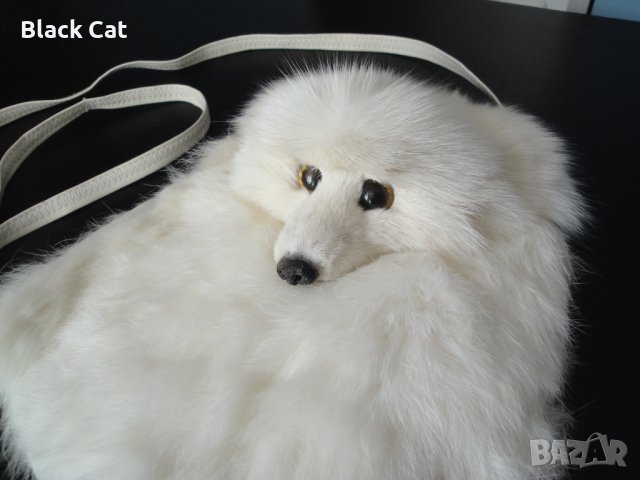 Нова луксозна кожена дамска чанта / раница, естествена кожа с косъм от бяла / полярна лисица, пух, снимка 6 - Чанти - 38707008