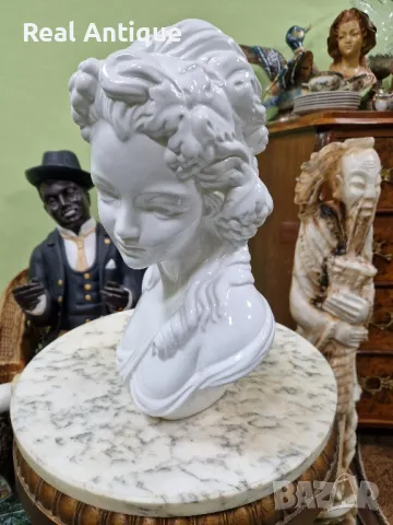 Уникат - Голям антикварен колекционерски порцеланов бюст фигура статуетка , снимка 8 - Антикварни и старинни предмети - 49485693