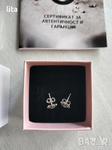 Сребърни обеци Pandora, снимка 6 - Обеци - 49037925
