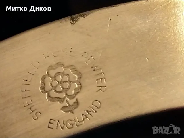 England Sheffield rose  pewter рядка английска флашка павур 8 юза ловен мотив отлична, снимка 14 - Екипировка - 49797961