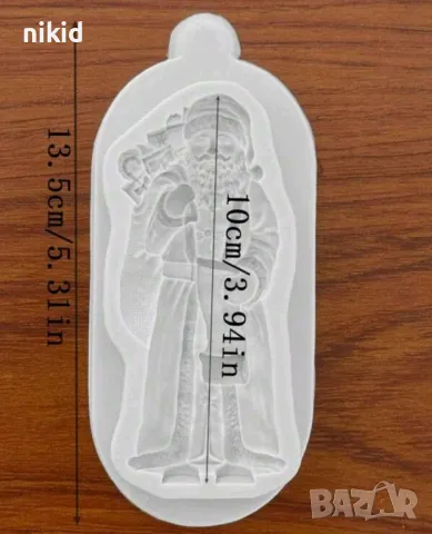 Изправен висок Дядо Коледа коледен силиконов молд форма фондан шоколад гипс, снимка 5 - Форми - 48018776