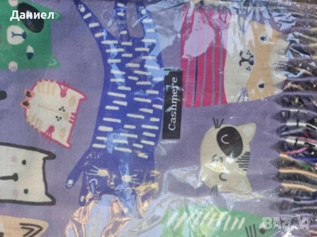 Шал памук и кашмир с котки, снимка 7 - Шалове - 51014157