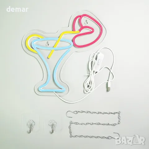 USB неонови светлини за декорация на стена за бар , ресторант- облак и коктейл, снимка 2 - Декорация за дома - 44989267