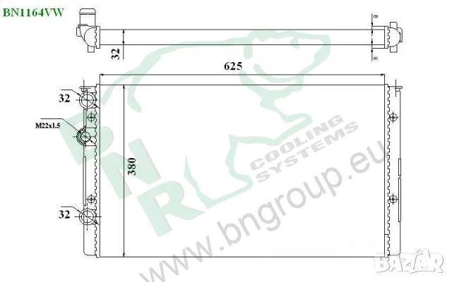 Воден радиатор BNR за VOLKSWAGEN BN1164VW, снимка 3 - Части - 14375437