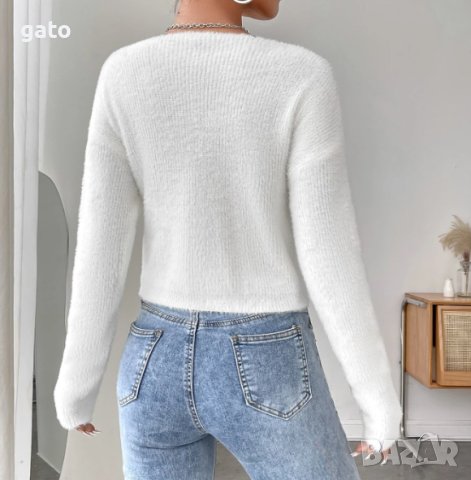 Бяла преплетена блузка, снимка 3 - Блузи с дълъг ръкав и пуловери - 43089824