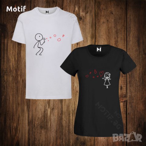 Тениски за двойки - Свети Валентин - дамска тениска + мъжка тениска , снимка 1 - Тениски - 27767856