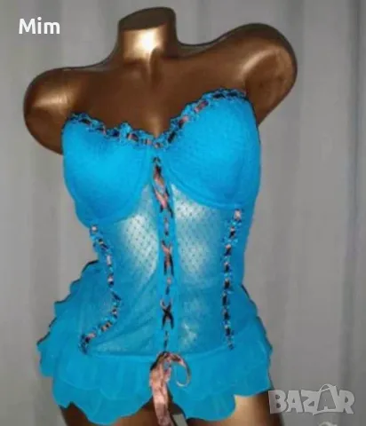 80 С Син дантелен корсет , снимка 5 - Корсети, бюстиета, топове - 49428609