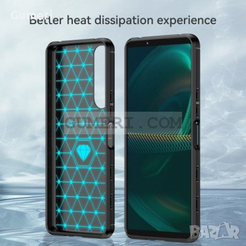 Sony Xperia 5 III Противоударен Силиконов Гръб - Карбон, снимка 4 - Калъфи, кейсове - 36541061