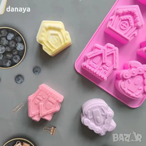 5478 Силиконова форма Коледни къщички, 6 гнезда, снимка 3 - Форми - 48067243