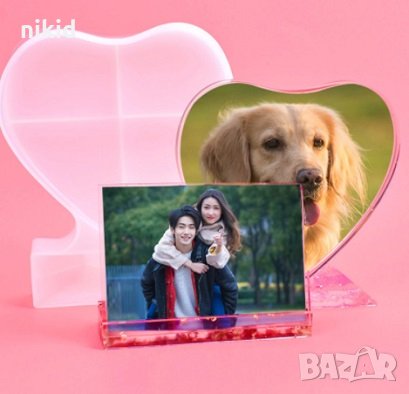 Сърце рамка на стойка за снимка силиконов молд форма за направа изработка от смола глина шоколад