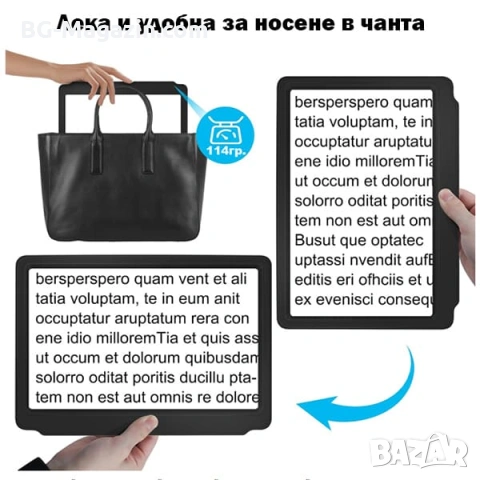 Голяма правоъгълна лупа за четене с LED осветление 5х увеличение USB зареждане цяла страница, снимка 4 - Други инструменти - 53032197