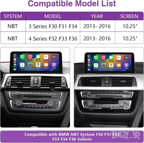 Мултимедия за BMW, NBT, 3, 4, серия, F30, F31, F32, F33, F34, F36, Android навигация, Андроид, екран, снимка 5 - Аксесоари и консумативи - 52570470