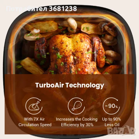 Proscenic T22 Smart Electric Air Fryer, снимка 5 - Фритюрници - 47406933