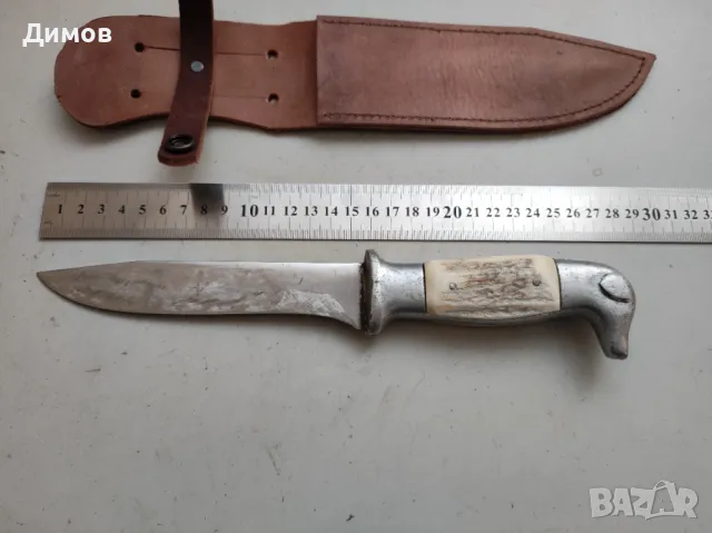 Ловен нож от соца кучешка глава Рог, снимка 2 - Ножове - 48401145