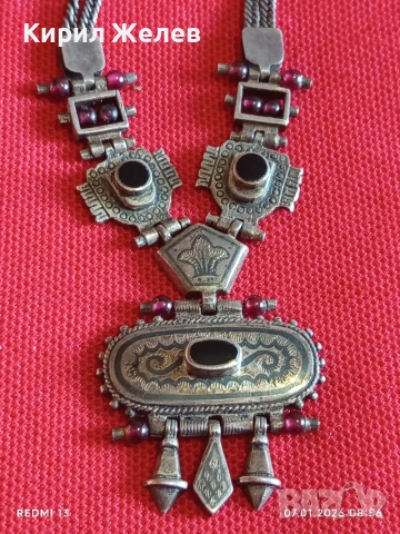 Колекционерско сребърно колие с ГРАНАТ,ОНИКС Японски стил ювелирна изработка 50804, снимка 12 - Колиета, медальони, синджири - 53015381