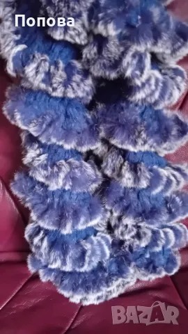 Уникален шал естествен косъм и  мохер акрилен  /син цвят/ , снимка 5 - Шалове - 47819223