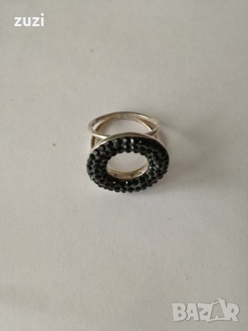 Елегантен сребърен пръстен с черни  цирконий .Сребро проба 925 , снимка 3 - Пръстени - 38635648
