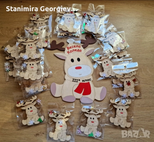 Дървена персонална играчка за елха еленче, снимка 4 - Други - 52347533