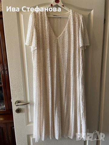 Елегантна нова романтична плисирана дълга нежна бяла рокля Zara , снимка 14 - Рокли - 40210139