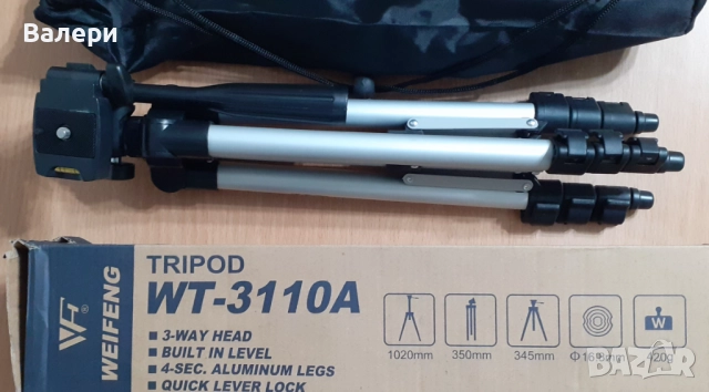 Статив (стойка) за фотоапарат-TRIPOD WT - 3110A, снимка 6 - Чанти, стативи, аксесоари - 52433656