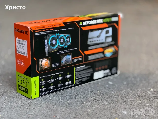 НОВО!!! Видеокарта GIGABYTE GeForce RTX 4070 Ti SUPER WINDFORCE MAX OC, 16GB GDDR6X, 256-bit, снимка 4 - Видеокарти - 47853665