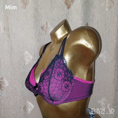 Oups 70 D Цикламов сутиен с черна дантела , снимка 5 - Бельо - 43567158