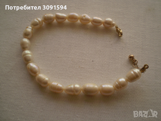 гривна от естествени бели речни перли изработва се ръчно, снимка 2 - Антикварни и старинни предмети - 36518404
