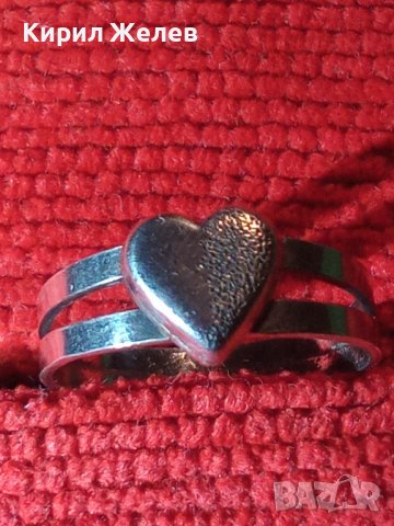 ИЗЯЩЕН СЪРЦЕВИДЕН РОМАНТИЧЕН МАЙСТОРСКИ СРЕБЪРЕН ПРЪСТЕН ВИСОКА ПРОБА СРЕБРО с БЯЛА ПОЗЛАТА 40095, снимка 2 - Пръстени - 42761234