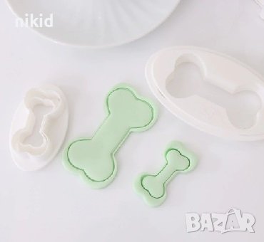 4 бр голям малък кокал кокали пластмасови резци форми форма сладки бисквитки фондан резец форма, снимка 4 - Форми - 21845572