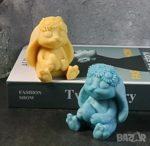 Молд заек с венец от цветя , снимка 6 - Форми - 51290771