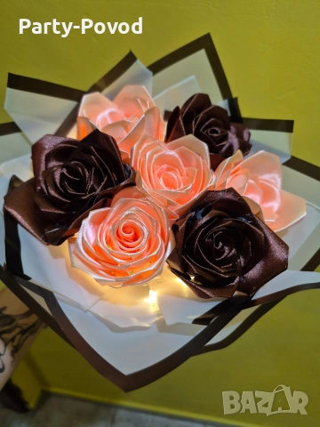 Сатенени букети , снимка 5 - Изкуствени цветя - 53079605