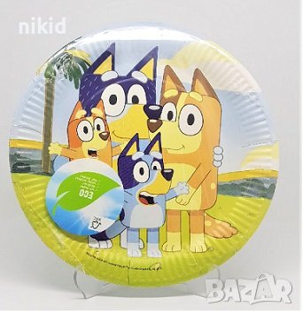 Блуи и Бинго Bluey and Bingo Чили и Бандит 8 бр големи парти чинии чинийки