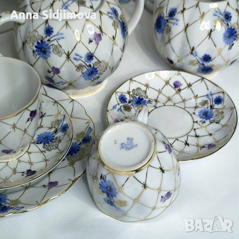 Руски порцелан ЛФЗ сервиз за кафе , снимка 6 - Чаши - 53165808