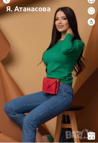 Sweet Disguise - пуловер от фино плетиво - зелен - Alessa - S размер