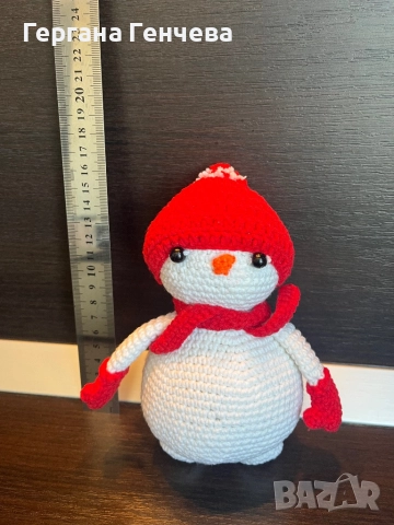 Ръчно плетен снежен човек – уникална декорация или подарък!, снимка 4 - Други - 52537472