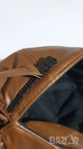 Черна и кафява кожена шапка с козирка Genuine Leather, снимка 9 - Шапки - 49049242