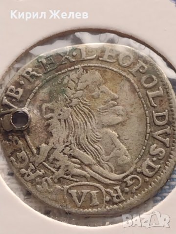 Сребърна монета 6 кройцера 1673г. Леополд първи Кремниц Унгария 13656, снимка 2 - Нумизматика и бонистика - 43000517