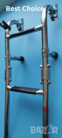 Сгъваема стълба, неръждаема стомана, 3 неплъзгащ се стъпала, сребриста, капацитет 160кг, снимка 2 - Екипировка - 52478263