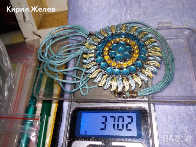 ПОСРЕБРЕН ФЛОРАЛЕН КРИСТАЛЕН БЛЕСТЯЩ АРТ МЕДАЛЬОН КОЛИЕ 33119, снимка 6 - Колиета, медальони, синджири - 39190871