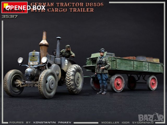 Miniart MIN35317 1:35 немски трактор D8506 с товарно ремарке, снимка 4 - Други ценни предмети - 37995354