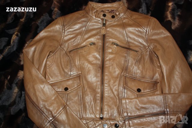 ЕСТЕСТВЕНА КОЖА цвят карамел, агрешка напа, снимка 6 - Якета - 32675181