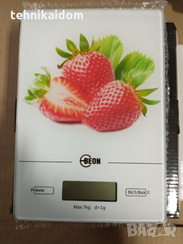 Кухненска везна правоъгълна стъклена до 7 кг последна бройка с ягоди, снимка 1 - Други - 35393753