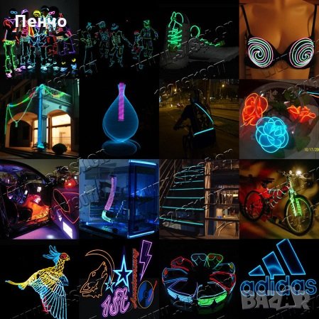 5M 3V-12V гъвкава неонова светлина лента шнур кабел нишка конец EL тел въже кабелна лента LED неонов, снимка 13 - Аксесоари и консумативи - 27276574