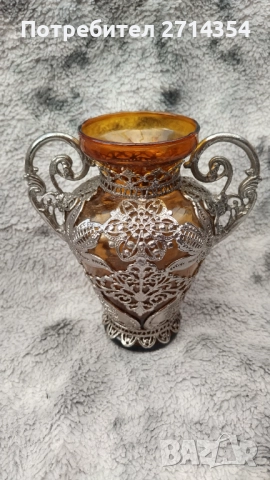 Стара ваза с филигран , снимка 2 - Антикварни и старинни предмети - 52350628