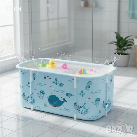 Сгъваема преносима вана XXL с възглавница и топлоизолация – Комфорт и удобство в малката баня