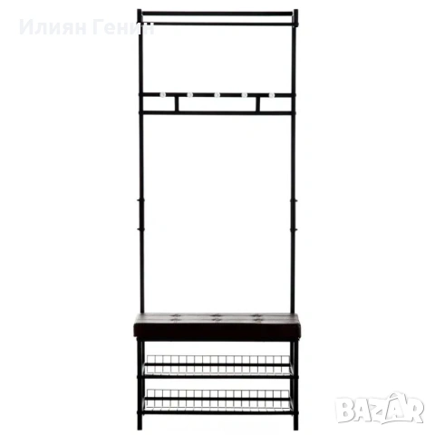 HOMCOM Закачалка за дрехи, с 5 куки и пейка за обувки, снимка 4 - Портманта - 53487629