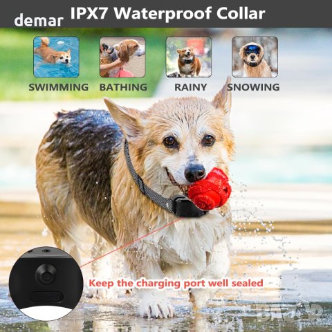SUPERNIGHT Тренировъчен хуманен водоустойчив нашийник против лай с дистанционно за S/M/L кучета, снимка 6 - За кучета - 43959766