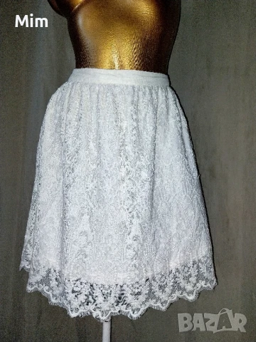 М Бяла блуза с дантела и дантелена пола , снимка 4 - Поли - 50892281