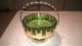 АНТИКА-бонбониера-зелено стъкло/мед месинг-18х18см, снимка 1 - Антикварни и старинни предмети - 26705978